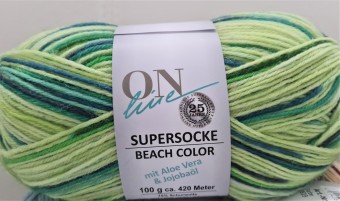Sockenwolle Supersocke 100 BEACH-COLOR - volna za nogavice z aloe vero in jojobinim oljem